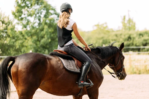 Imagen de la joven montando su caballo —  Fotos de Stock