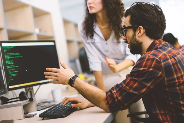 Young Software Engineers Working Project Programming Company Stock ...