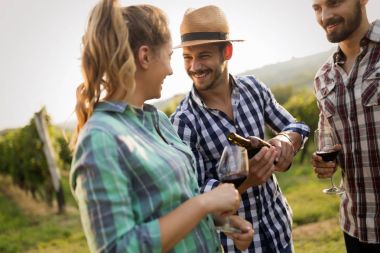 Örnekleme ve şarapları tatma insanlar