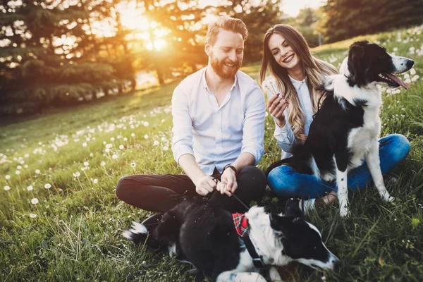 Köpekler yürüyüş aşık Romantik Çift