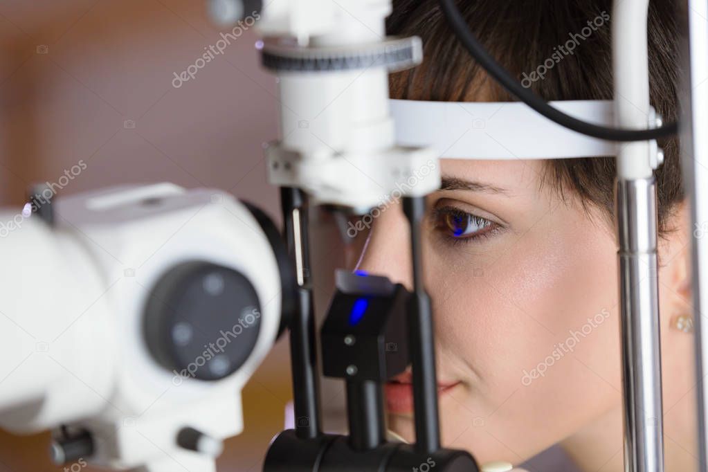 Checking eyesight in a clinic. 