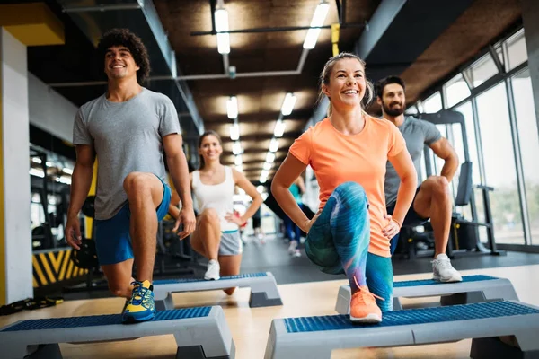 Portrait Young Cheerful Fitness Team Gym — Stock Photo, Image