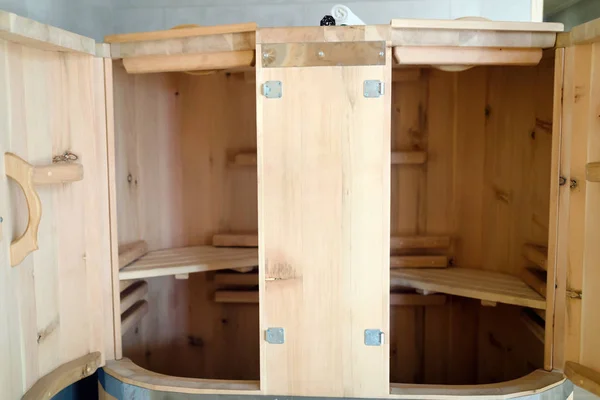 Baryłkę Cedar sauna nowy formularz leczenia — Zdjęcie stockowe
