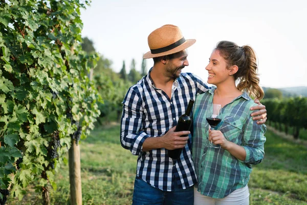 Üzüm hasat önce mutlu çift