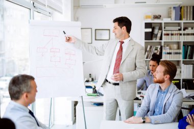 Ders ve beyaz yakalı arkadaşları için iş ofiste eğitim