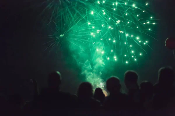 Crowd watching foreworks — Stock Photo, Image