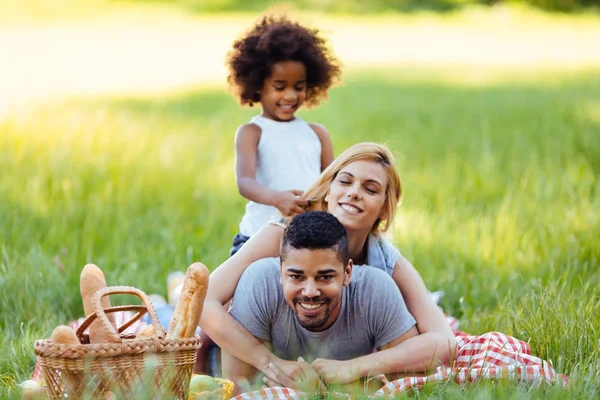 Família se divertindo no piquenique — Fotografia de Stock