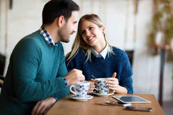 Couple having date in coffee shop — Stock Photo, Image