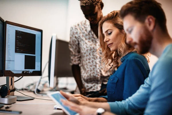 Engenheiros de software trabalhando no projeto — Fotografia de Stock