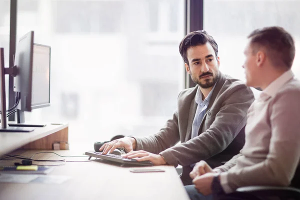 Colaboradores de negocios trabajando en proyecto — Foto de Stock