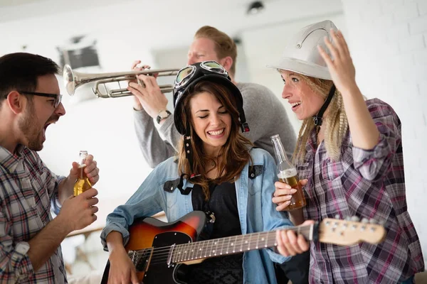 happy group of friends having fun