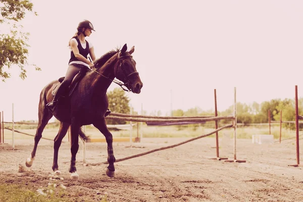 Chica joven montando su caballo —  Fotos de Stock