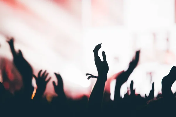 Cheering happy crowd at concert — Stock Photo, Image