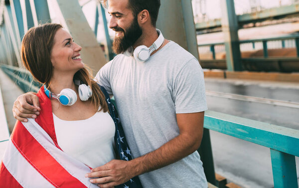 attractive happy fitness couple