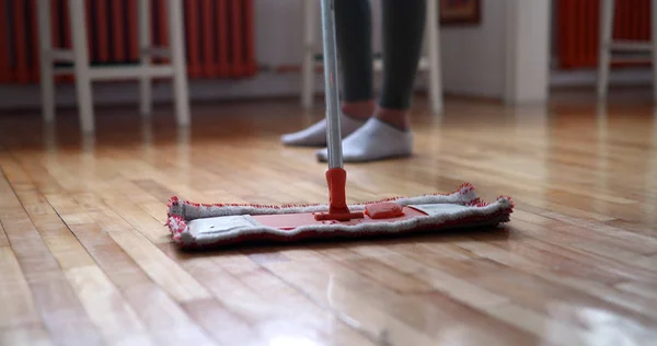 Woman using mop cleaner — Stock Photo, Image