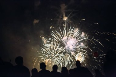 Kalabalık foreworks izliyor