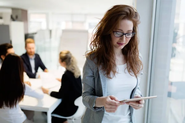 Portrait Young Successful Architect Woman Meeting — Stock Photo, Image