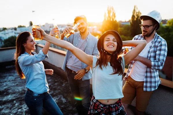 Happy cheerful friends spending fun times together — Stock Photo, Image