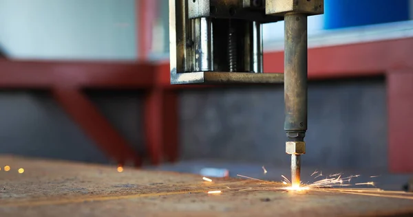 Torche Oxygène Coupe Tôle Acier Machine Découpe Gaz Cnc Étincelles — Photo