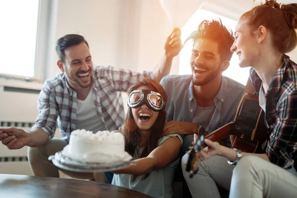 Cheerful Young Friends Having Lot Fun Party — Stock Photo, Image