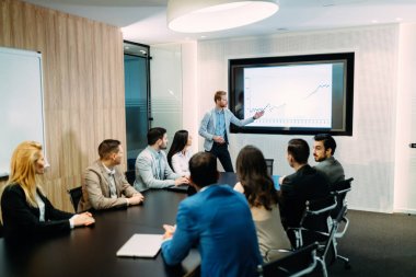 Picture of business meeting in modern conference room