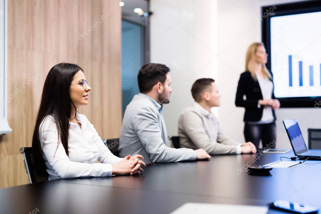Picture of business meeting in modern conference room