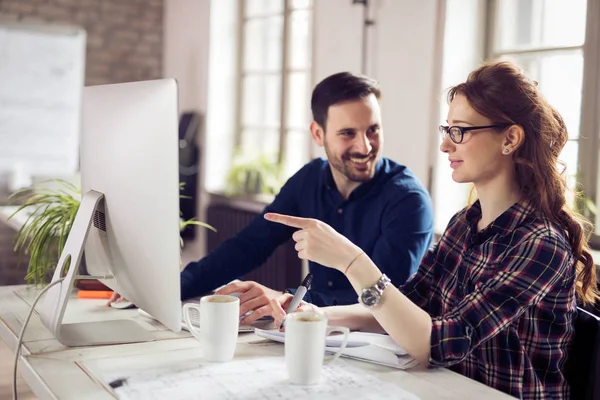 Bild Der Zusammenarbeit Von Architekten Modernen Büros — Stockfoto