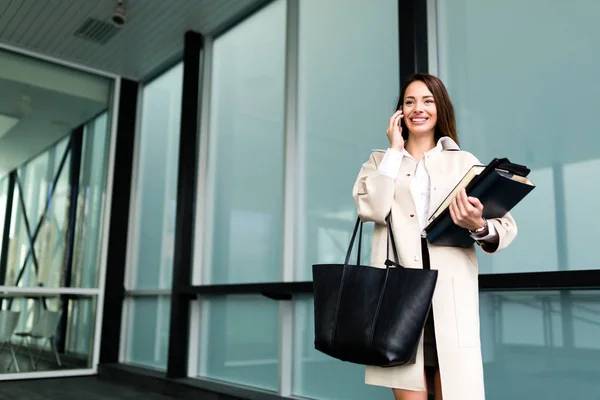 Portrait Young Attractive Businesswoman Going Office — Stock Photo, Image