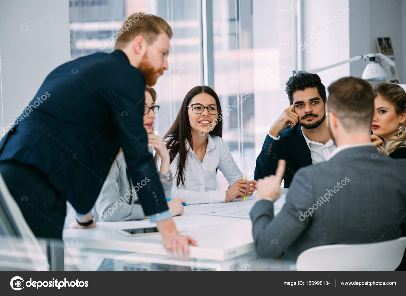 Collaboration Analysis Business People Working Business Office Stock