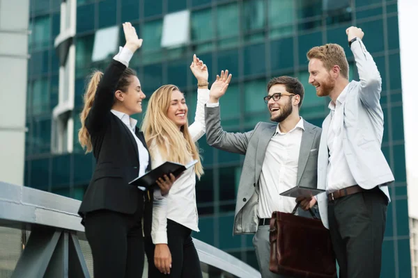 Businessgroep Van Mensen Drukke Collega Buiten — Stockfoto