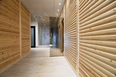 Güzel spa resort koridor sauna ve duş
