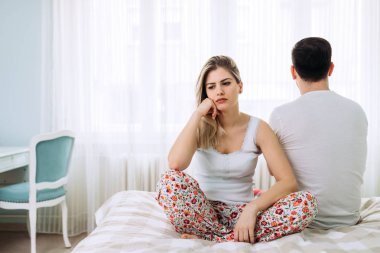 Picture of young couple having relationship problems crisis clipart