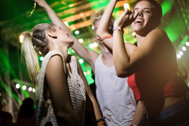 Grup genç arkadaşlar Müzik Festivali üzerinde iyi vakit geçiriyor