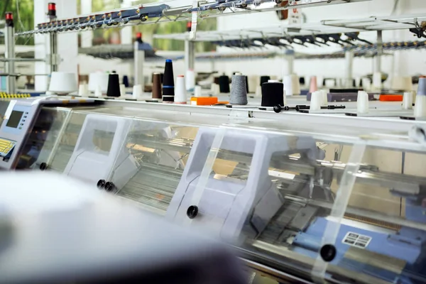 Machines Tricoter Tisser Dans Industrie Textile — Photo