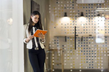 Bir dosya içinde modern ofis holding iş kadını