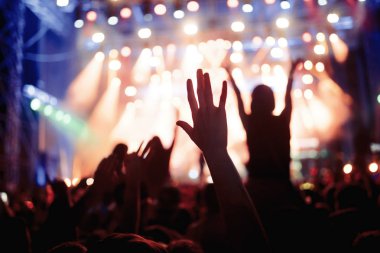 Müzik Festivali'nde zevk mutlu dans kalabalık portresi