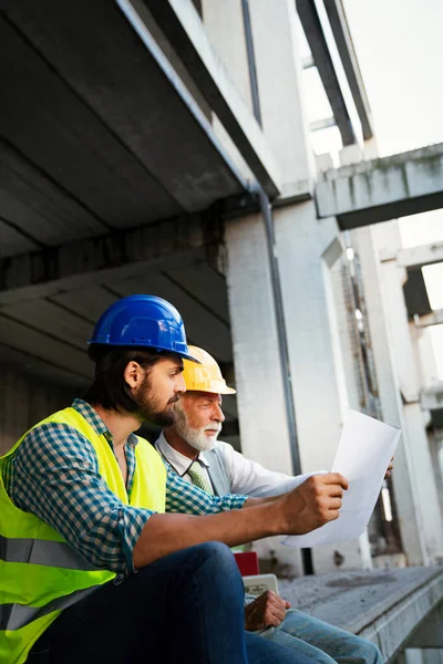 Imagen Del Ingeniero Construcción Arquitecto Trabajando Obra —  Fotos de Stock