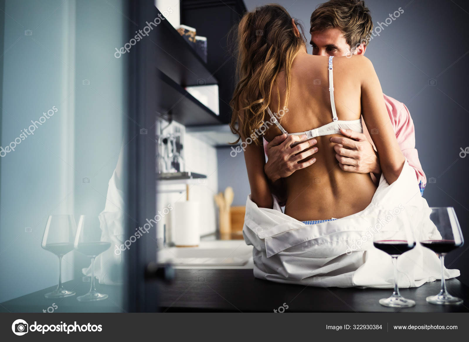 Attractive Beautiful Passionate Couple Having Sex Kitchen Stock Photo by ©nd3000 322930384 pic