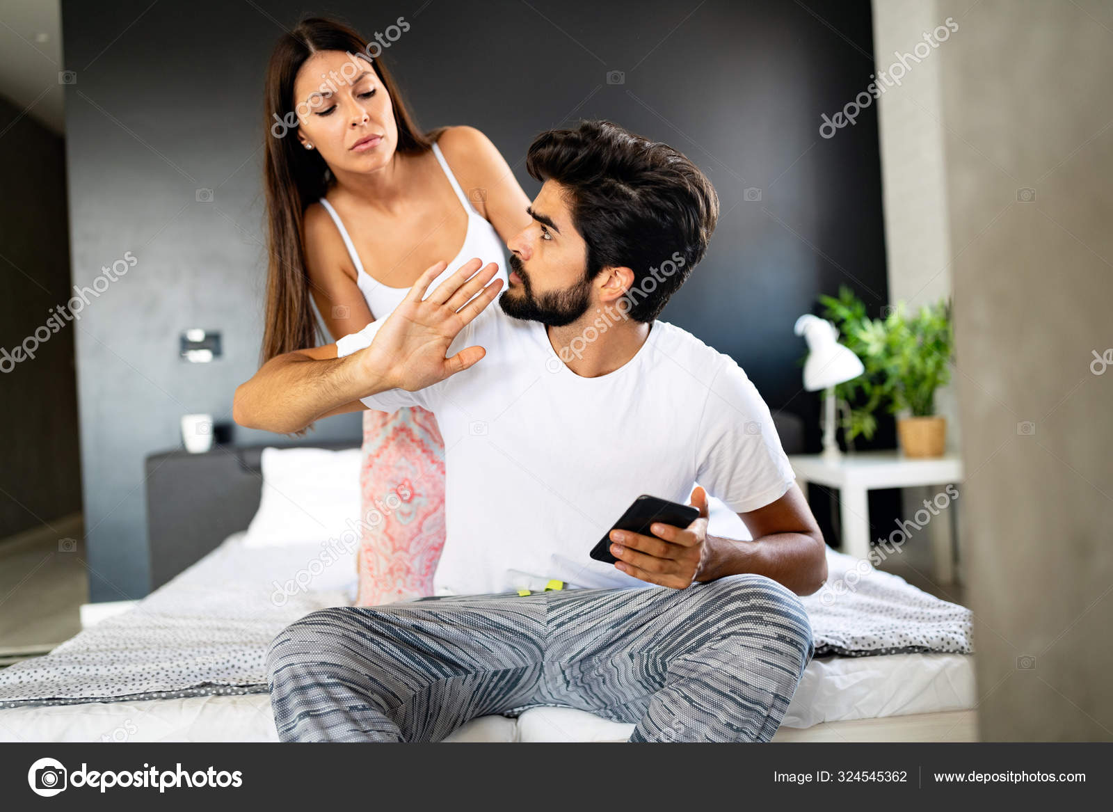 Shocked Wife Caught Husband Cheating Snooping His Messages Lover Smartphone Stock Photo by ©nd3000 324545362