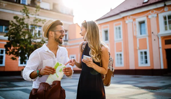 Beautiful Couple Love Smiling Dating Outdoors — Stock Photo, Image