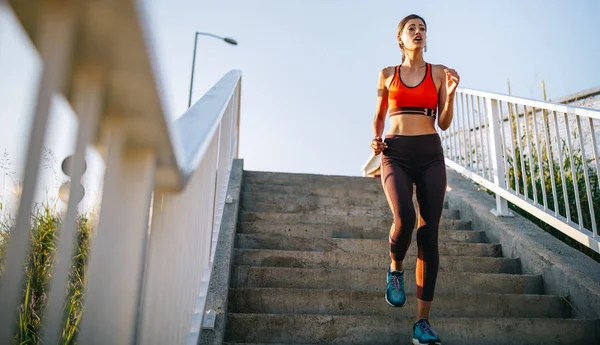 Glückliche Junge Fitte Frau Beim Sport Freien Gesund Leben — Stockfoto