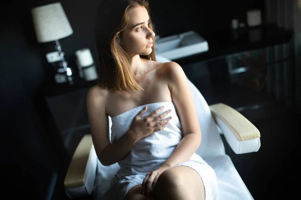Wellness Massage Spa Beauty Concept Close Van Mooie Vrouw Spa — Stockfoto