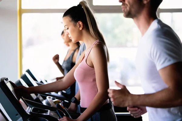 Picture Fit People Running Treadmill Gym — Stock Photo, Image