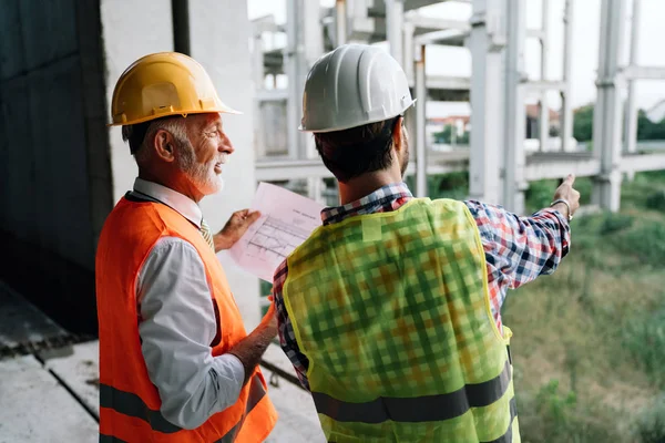 Picture Construction Engineer Architect Working Building Site — Stock Photo, Image