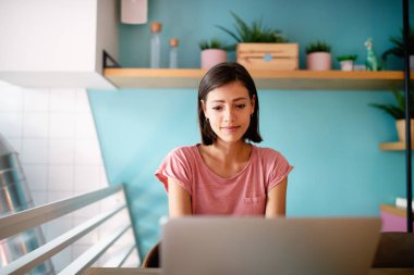 Kadın Laptop Çalışan Planlama Serbest Düşünen Öğrenci Konsepti