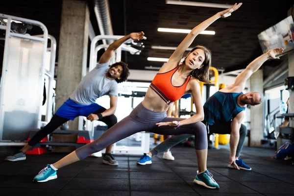 Attractive Fit Sports People Working Out Gym — Stock Photo, Image