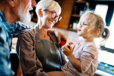 Torunlarıyla oynayıp eğlenen mutlu dedeler.