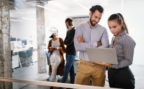 Empresa Sucesso Com Trabalhadores Felizes Conceito Escritório Trabalho Equipe Reunião — Fotografia de Stock