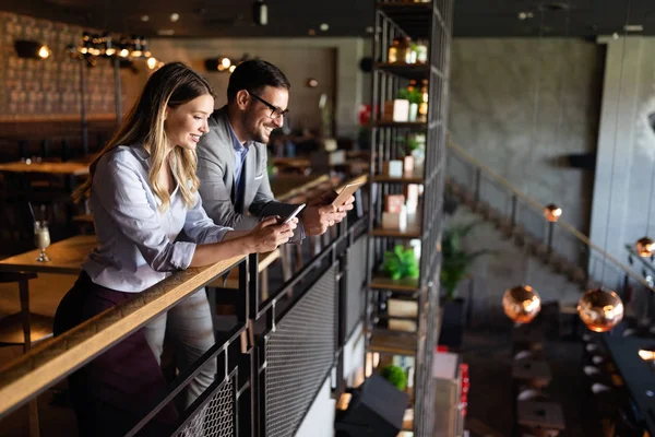 Business People Working Having Fun Chatting Workplace Office — Stock Photo, Image