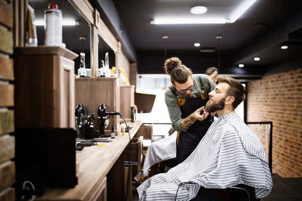 Handsome Man Beard Moustache Grooming Barber Shop — Stock Photo, Image